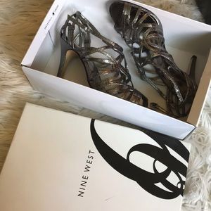 Metallic Silver Nine West Heels